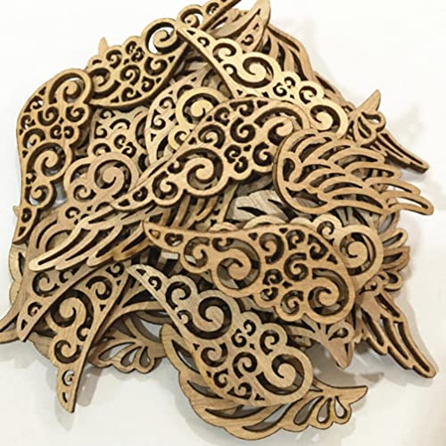 Abaodam 80pcs Angel Wing Unfinished Wooden Cutout DIY Craft Accessories for Birthday Wedding Home Decoration