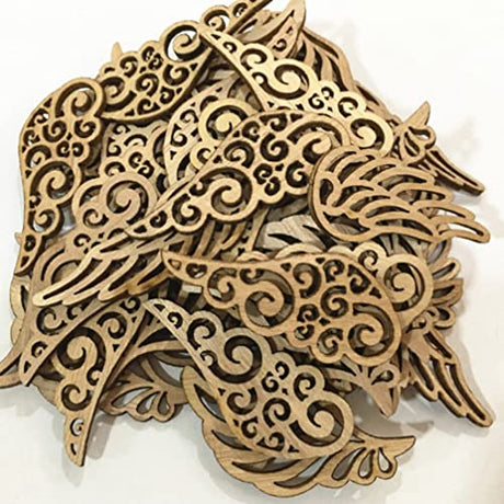 Abaodam 80pcs Angel Wing Unfinished Wooden Cutout DIY Craft Accessories for Birthday Wedding Home Decoration Abaodam