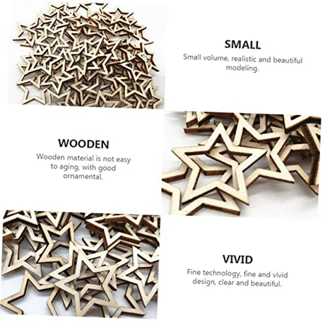 jojofuny 100 pcs Wooden Star Shape Cutouts Unfinished Wood Cutout Unfinished Wooden Slices Blank Christmas Wooden Chips for Wooden Craft DIY jojofuny
