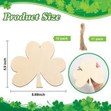 Large Size 7" Wooden Shamrock St. Patrick's Day Ornaments to Paint,Shamrocks Wooden DIY Blank Unfinished Round Wood Discs Ornament for Crafts Hanging Sophena