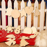 Tatuo 120 Pieces Unfinished Wooden Ornaments Christmas Wood Ornaments Hanging Embellishments Crafts for DIY, Christmas Hanging Decoration in 10 Tatuo
