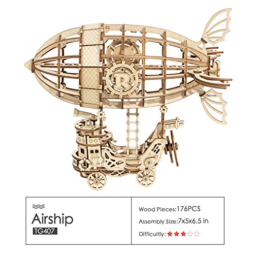 Rolife 3D Wooden Puzzle Airship for Kids, Wooden Airship Model for Adults Model Building Kit, Educational Brain Teaser for Adults to Build, for Kids Rolife
