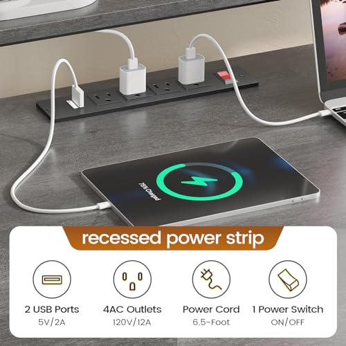 SEDETA L Shaped Office Desk, 66" Home Office Desk with File Drawer & Power Outlet, Gaming Desk with Led Lights, Corner Computer Desk with Monitor SEDETA