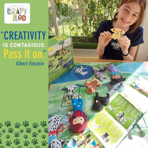 CRAFTILOO 8 Pre-Cut Dogs Stuffed Animal Fun Kids Sewing Kit for Kids Ages 8-12 Children Beginners Sewing kit Kid Puppy Crafts Felt Pillow Plush Craft CRAFTILOO