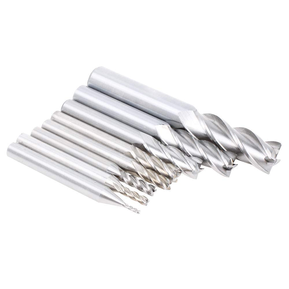 AUTOTOOLHOME 1/8" 3/16" 1/4" 5/16" 3/8" 1/2" high Speed Steel HSS 4 Flute Straight End Mill Cutter 5/32" 1/16" Set of 8 AUTOTOOLHOME
