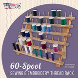 US Art Supply Premium Beechwood 60-Spool Sewing & Embroidery Thread Rack US Art Supply