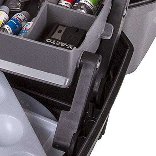 ArtBin 6893AG 3-Tray Art Supply Box, Portable Art & Craft Organizer with Lift-Up Trays, [1] Plastic Storage Case, Gray/Black ArtBin