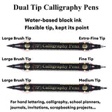 Sunshilor Dual Brush Calligraphy Pens Black Hand Lettering Pens for Beginners Writing, Art Drawing, Sketching, Illustration, Scrapbooking, Sunshilor