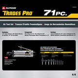 Trades Pro Air Tool and Accessories Kit, 71 Piece, Impact Wrench, Air Ratchet, Die Grinder, Aire Hammer, Hose Fittings, Storage Case - 836668 Tradespro