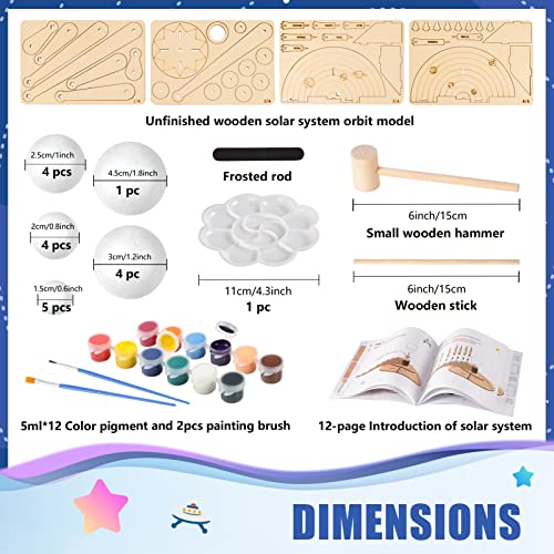 Pllieay Solar System Model Foam Ball Kit Includes 12 Color Pigments, Palette, 18PCS Mixed Sized Polystyrene Spheres Balls, Toothpick Flag, Painting Pllieay