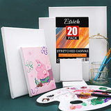 Stretched Canvas for Painting, Multi Size 11x14, 9x12, 8x10, 5x7, 4x4(4 of Each), 20 Packs Primed Blank Canvases, Very Good for Beginners or ESRICH
