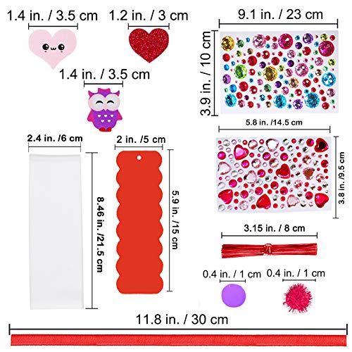 36 Sets Valentine Decorations DIY Bookmarks Valentine Craft Kit Blank Foam Bookmarks with Assorted Smile Face Hearts Owl Alphabets Stickers for Kids Winlyn