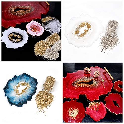 Crushed Glass Irregular Metallic Chips Sprinkles Chunky Big Glitter Gold 100g 4-6mm for Nail Arts Craft DIY Vase Filler Epoxy Resin Mold Scrapbooking Cmidy