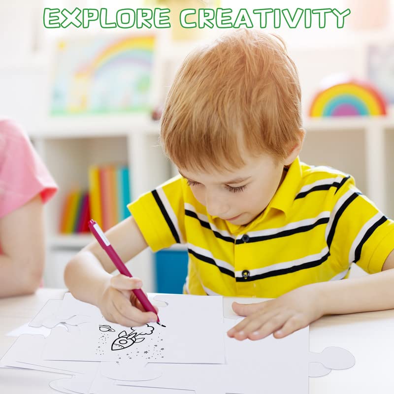 Glenmal 100 Pcs White Blank Puzzle Papers Oversize Puzzles Large White Puzzle Pieces for Adult to Draw and Write and Makes Huge Art Display Glenmal