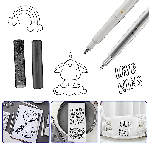 DOOHALO Metallic Grey Black Pens for Cricut Maker 3/Maker/Explore 3/Air 2/Air 1.0/0.8/2.0/2.5 Variety Point Tips Gel Glitter Markers for drawing - WoodArtSupply