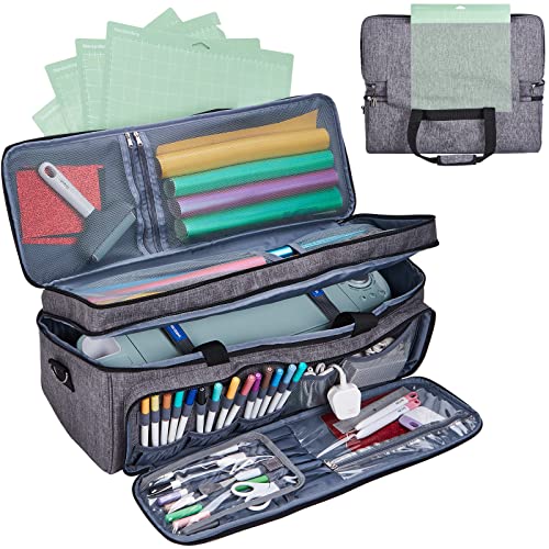 NICOGENA Double Layer Carrying Case with Mat Pocket for Cricut Explore Air 2, Cricut Maker, Cricut Maker 3, Cricut Explore 3, Multi Large Front - WoodArtSupply