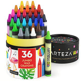 Arteza Kids Jumbo Crayons, Set of 36 Colors, Vivid Toddler Crayons from Wax, Art and School Supplies for Kids Craft and Drawing Activities Arteza Kids