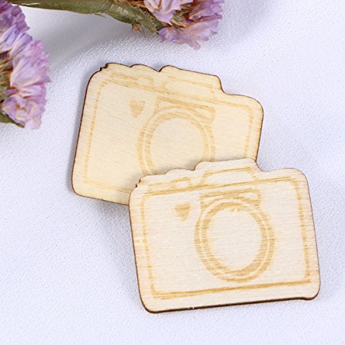 SUPVOX 20pcs Unfinished Wood Cutout Wooden Camera Shape Natural Wood Pieces for DIY Arts Crafts Projects SUPVOX