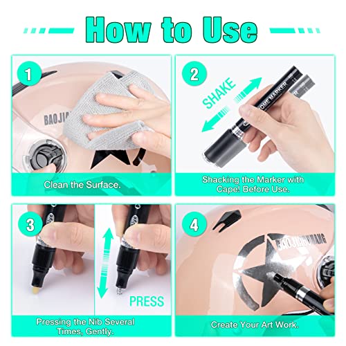 5 Chrome Paint Pen - Mirror Chrome Marker for Plastic Model Metal Repair Kit Tire DIY, Liquid Chrome Pen, Metallic Silver Permanent Marker DAPAWIN