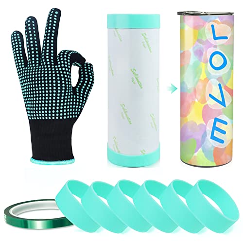 Realkant Sublimation Blanks Tumblers Silicone Bands Kit for 20 30 oz Skinny Straight Cups with Heat Resistant Gloves Tape Sleeve Accessories for