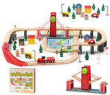 SainSmart Jr. Wooden Train Set for Toddler, 78 PCS Wood Train Track with 4 Cars Fits Brio, Thomas, Melissa and Doug, Gift Packed Toy Railway Kit for SainSmart Jr.