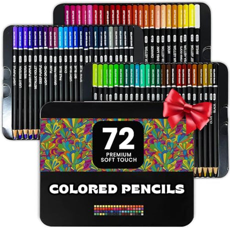 HIPPIE CRAFTER Color Pencils 72 Colored Pencils for Adult Coloring Books Artists Set Professional Premium Soft Pencil Colors for Drawing Sketch Books HIPPIE CRAFTER