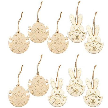 Happyyami Crafts Bunny Decor Bunny Decor Disc Ornaments 20pcs Unfinished Slices DIY Egg Tags Slices Festival Decors Rabbit Decor Bunny Ornament Bunny Happyyami