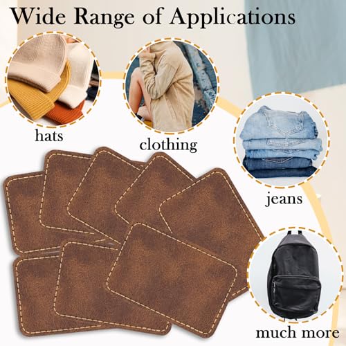 50 Pack Blank Leatherette Hat Patch with Adhesive, Rectangle Laserable Leatherette Patch, Faux Leather Patches for Hats Custom Fabric Repair Sew