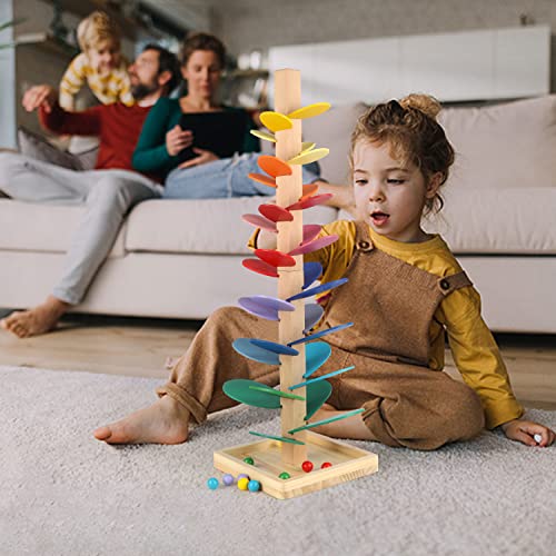 Vomocent Wooden Music Tree Toy for Kids, Marble Ball Run Track Game for Toddlers, Marble Tree Educational Montessori Toy Boy Girl Gifts Vomocent