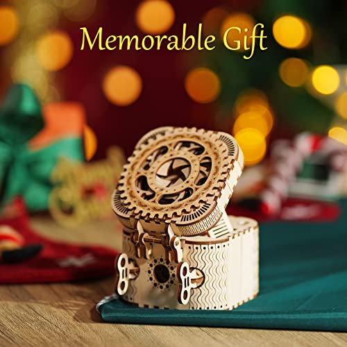 ROKR 3D Wooden Puzzle Mechanical Treasure Box Model DIY Brain Teaser Projects for Adult Kid Age 14+ ROKR