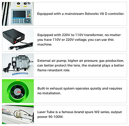 POVOKICI RECI 90W 20" x 28" CO2 Laser Engraver and Cutter, with Electric Lift Bed, Industrial Water Chiller and Rotary US Stock POVOKICI
