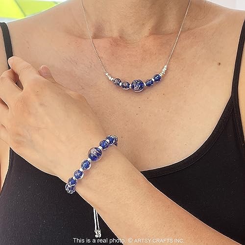 ARTSY CRAFTS INC Glow in The Dark Firefly Beads Bracelets Necklaces, Murano Glass Beads Crystal Birthstone Beaded Jewelry Adjustable Slider Chain ARTSY CRAFTS INC