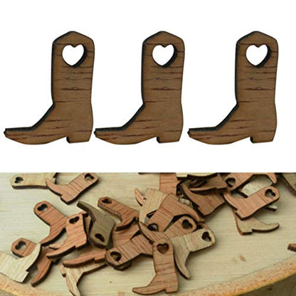 SUPVOX 100pcs Wood Cutouts for Wedding Cowboy Boots Miniature Crafts Decoration for Home Party Festival - WoodArtSupply