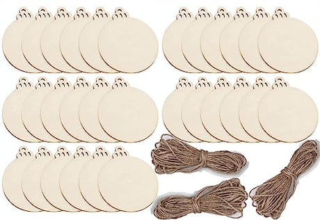 30pcs Large Round Wooden Discs with Holes,4.7*4" Unfinished Predrilled Natural Blank Wood Slices,For DIY Crafts Centerpieces Wedding Decorations YNHIAG