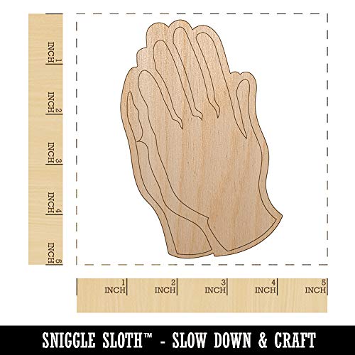 Praying Hands Unfinished Wood Shape Piece Cutout for DIY Craft Projects - 1/8 Inch Thick - 4.70 Inch Size Sniggle Sloth