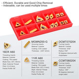 Metal Lathe Cutting Tools - 7PCS 1/2" Turning Holder Boring Bars with 14pcs Indexable Carbide Inserts CCMT060204 DCMT070204 11IR 16ER MGMN200-G IWONGO