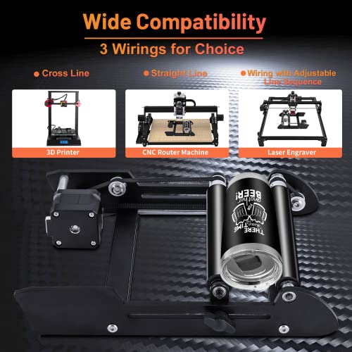 Laser Rotary Roller, Laser Engraver Y-axis Rotary Roller for Cylindrical Objects of Different Sizes and Longer Objects, Compatible with Most CNC - WoodArtSupply