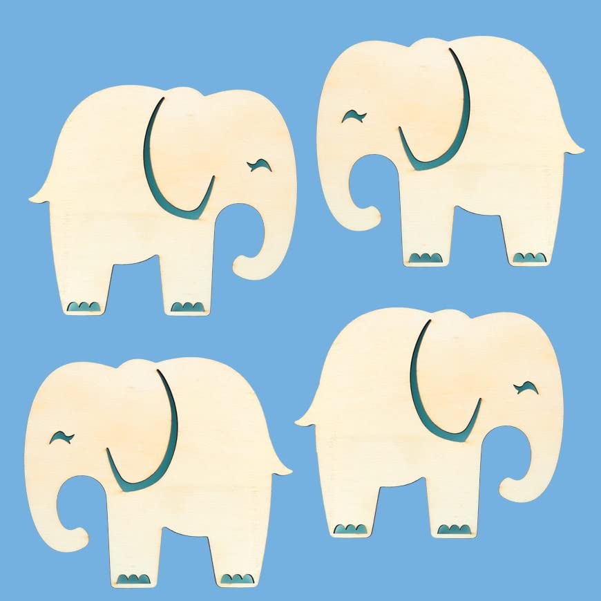 Pack of 24 Unfinished Wood Elephant Cutouts by Factory Direct Craft - Blank Elephant Wooden DIY Shapes for Scouts, Camps, Vacation Bible School, & - WoodArtSupply