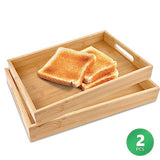 Sgigiul Bamboo Dinner Food Trays for Eating On Couch Party Platters for Serving Food Decorative Tray for Kitchen Counter Rectangle(15.74" Lx11.2”W Sgigiul