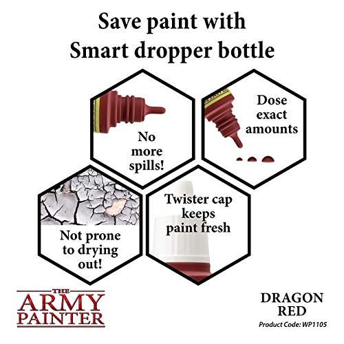 The Army Painter Dragon Red Warpaint - Acrylic Non-Toxic Heavily Pigmented Water Based Paint for Tabletop Roleplaying, Boardgames, and Wargames - WoodArtSupply