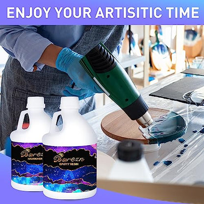 Bsrezn 1 Gallon Epoxy Resin Kit, Crystal Clear Hard Casting Resin and Curing Agent Hardener Resina Epoxica Transparente 2 Part Resin Art Supplies for - WoodArtSupply