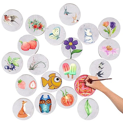 25 PCS Large Painting Rocks, 2 Inch Flat Rocks for Painting, DIY White Round Painting Rocks, Uniform in Shape and Size, Natural Smooth Rocks for