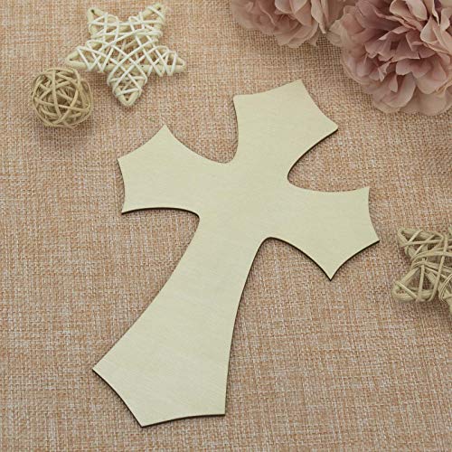 Creaides Wooden Cross DIY Crafts Cutouts Cross Shaped Unfinished Wood Slices Embellishments Ornaments for DIY Projects Halloween Christmas Party