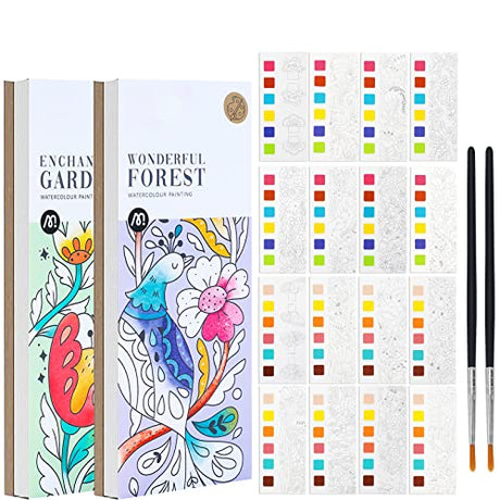 2 Pcs Pocket Watercolor Painting Book Coloring Books for Kids Ages 4-8 Watercolor Paint Bookmark Kit for Kids Watercolor Painting Book Pocket Lestp