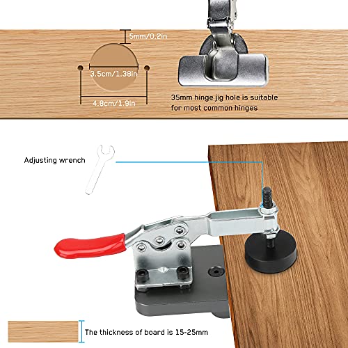 KKUYT 35mm Concealed Hinge Jig, Accurate Locking Hinge Drilling Jig Hole Guide Hole Puncher Locator Woodworking Tool for Door Cabinets Hinges - WoodArtSupply