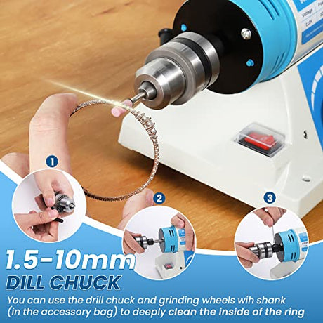 BAOSHISHAN Jewelry Polisher, Bench Buffer Polishing Machine with Accessories, Multi-Function Benchtop Polisher Grinder, 110V for Jewelry, Wood, BAOSHISHAN