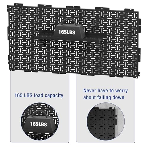 WORKPRO Metal Pegboard 16”x 32” Steel Panel with Round Holes & Vertical Slots, Black Heavy Duty Garage Peg Board Wall Pegboard Organizer for Wood WORKPRO