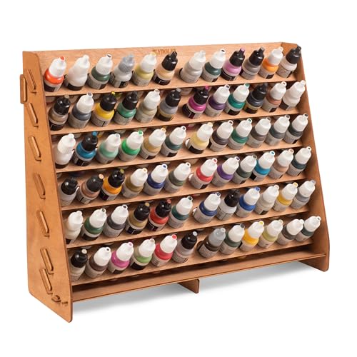 Plydolex Vallejo Paint Rack Organizer with 72 Holes for Miniature Paint Set - Wall-mounted Wooden Craft Paint Storage Rack - Craft Paint Holder Rack - WoodArtSupply