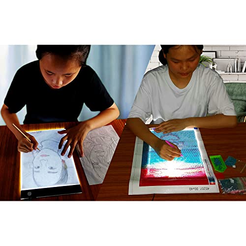 Small Light Box for Tracing, Diamond Painting Art, Weeding Vinyl Light Board Tracing Pad Table Lightbox and Drawing Led Tracer Pads Artists Light WoodArtSupply