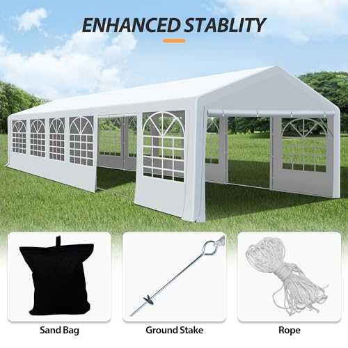 Raysfung 20' x 40' Heavy Duty Party Tent, Outdoor Large Wedding Tent with Removable Sidewalls Event Canopy Shelter for Birthday Party, Outdoor Event Raysfung